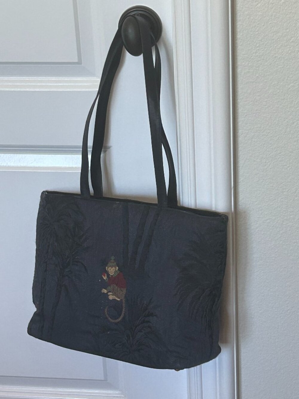 Vintage style Rob Ference Los Angeles monkey motif tote.